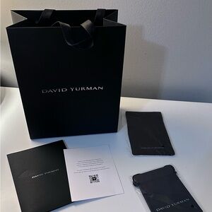 David Yurman Black and White Card, pouch, cleaning cloth and bag set.